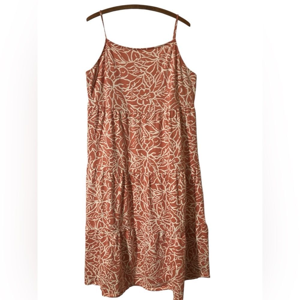 GAP Dress Size XL Tiered Midi Summer Beach Sundress Vacation Cotton Coral